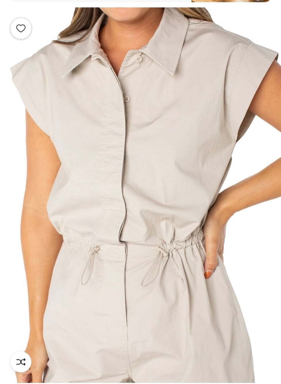 Celebrity Pink Short Sleeve Bungee Waist Romper in Beige, Sz S NWT - Picture 3 of 10